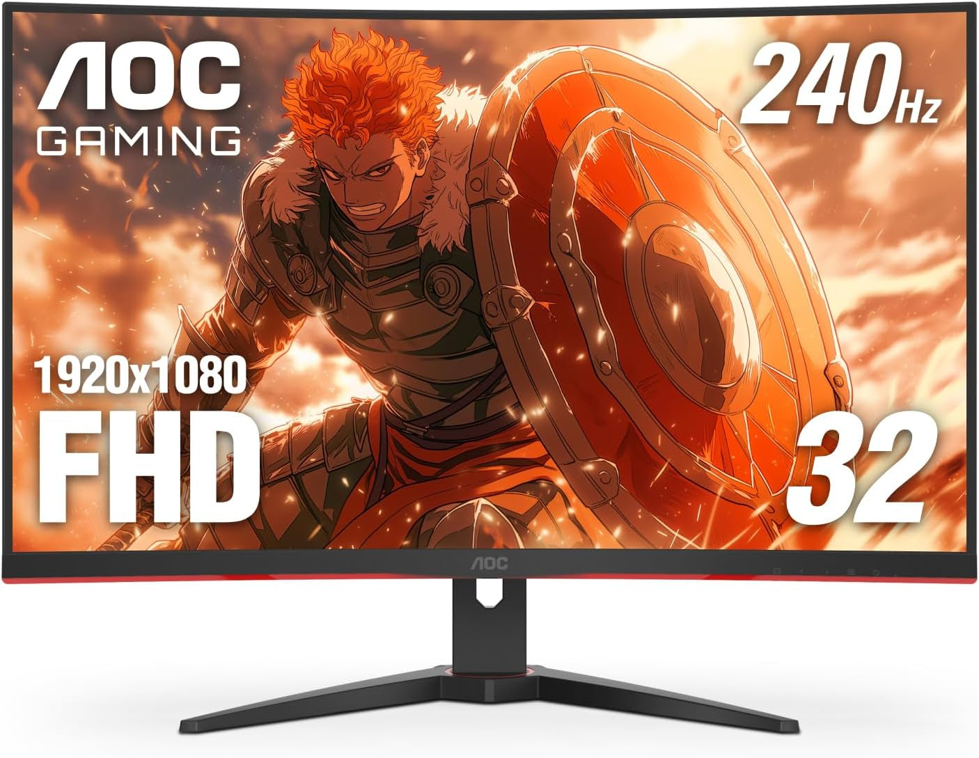 C32G2 32" Curved Frameless Gaming Monitor FHD, 1500R Curved VA, 1Ms, 165Hz, Freesync, Height Adjustable, 3-Year Zero Dead Pixel Policy, Black