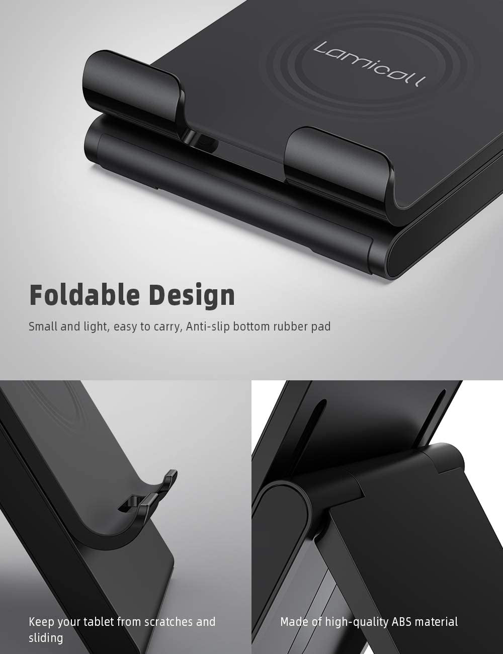 Adjustable Tablet Stand Holder - Foldable Desktop Stand Charging Dock for Desk Compatible with Ipad Air Mini Pro 9.7,12.9, Phone 12 Mini 11 XS Max XR X plus S10 S9 S8 Smartphones (4-13”)