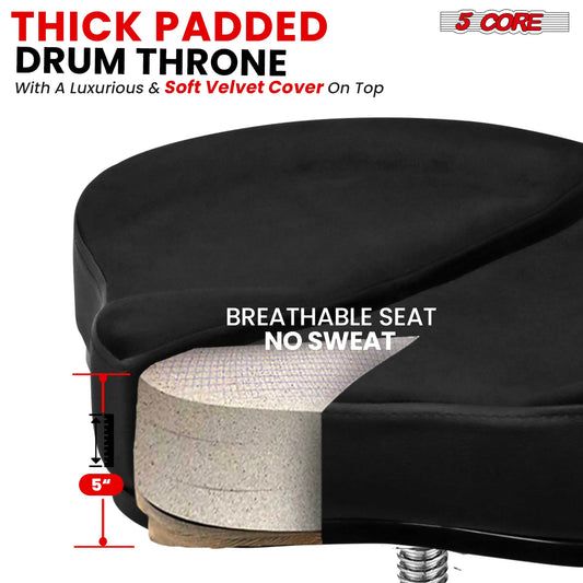 5Core Drum Throne Padded Guitar Stool Backrest Drummer Seat for Adults & Kids